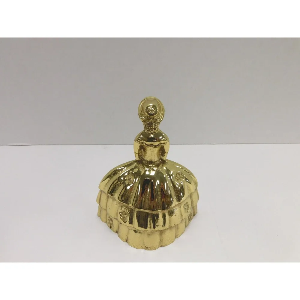 Vtg Victorian Brass Bell Fine Lady W/ Basket 4